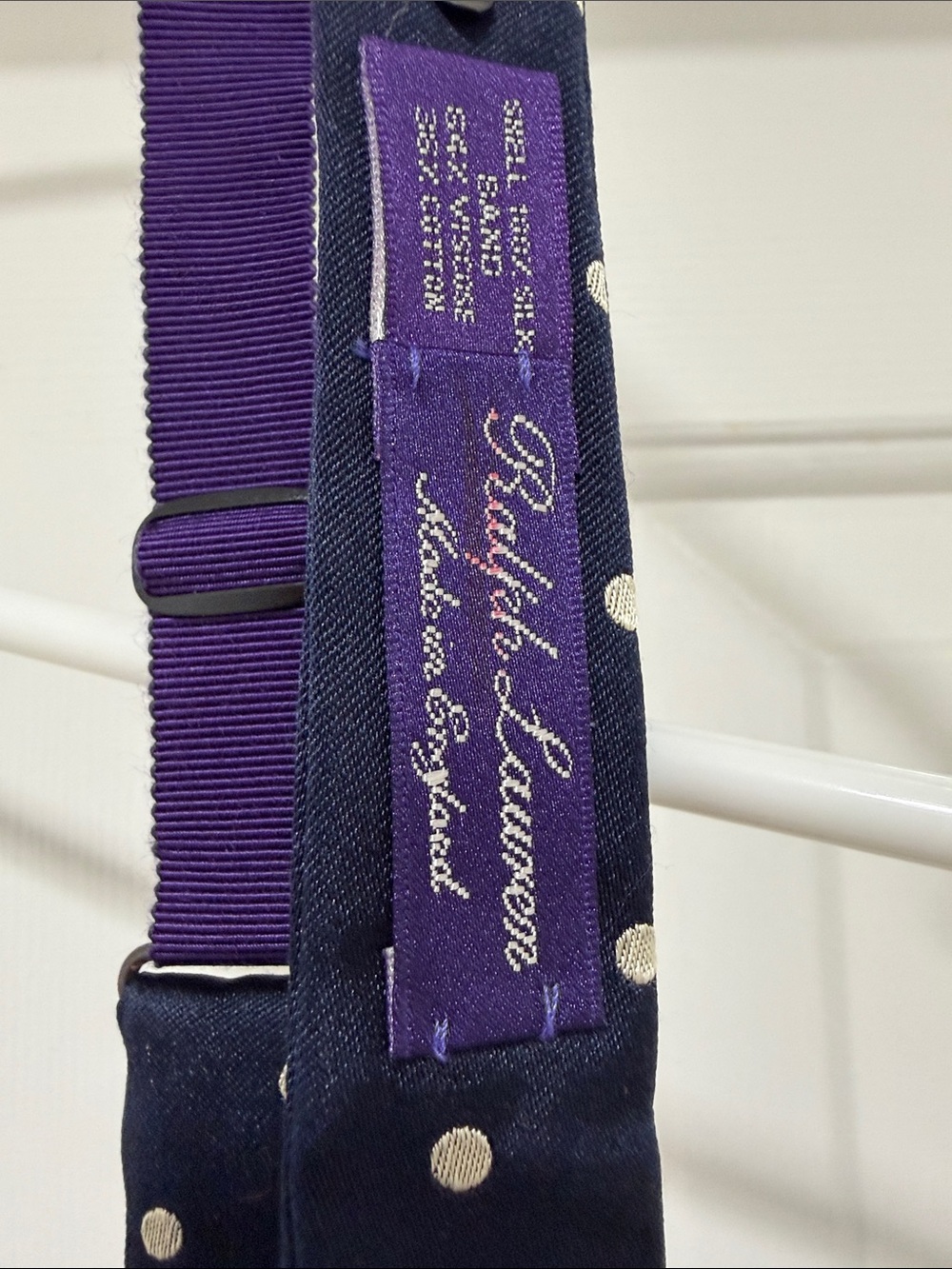 Ralph Lauren Purple Label Navy Blue Bow Tie with Polka Dots